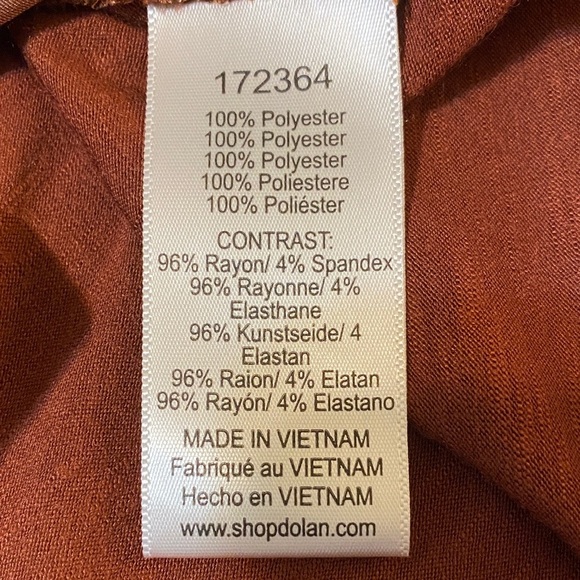 Dolan Rust Button-Up Blouse with Ruffle Neckline Small - Picture 3 of 5